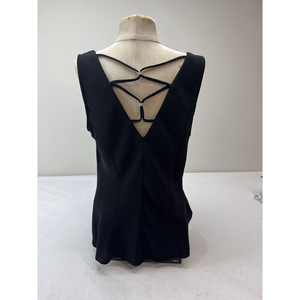 Vintage Y2K Whimsigoth Top Strappy Back Embellished Dress Barn Size 8 Black